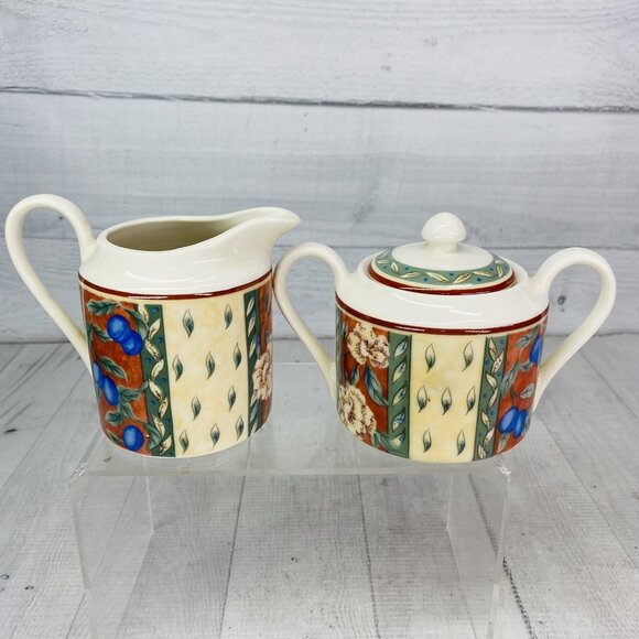 PTS international Interiors PROVENCE Fruit Porcelain Lid Sugar Bowl Creamer Set - Picture 2 of 16